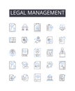 Legal management line icons collection. Medical administration, Financial control, Scientific direction, Corporate