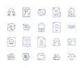 Legal management outline icons collection. Law, Management, Litigation, Compliance, Risk, Dispute, Regulations vector