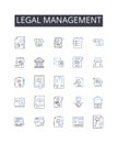 Legal management line icons collection. Medical administration, Financial control, Scientific direction, Corporate