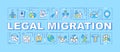 Legal migration word concepts blue banner