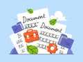 Legal papers or particulars of claim flat style vector illustration with documents, folders