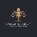 Legal podcast law firm logo design image, best for podcast consultant logo brand vector