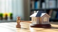 Legal Proceedings in Housing Judge\'s Gavel and Miniature Model House - Generative AI