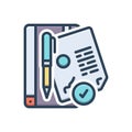 Color illustration icon for Legal Process, legal and document