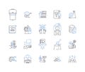 Legal profession line icons collection. Justice, Barrister, Advocate, Litigator, Attorney, Solicitor, Trial vector and