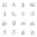 Legal profession line icons collection. Lawyer, Attorney, Advocate, Solicitor, Paralegal, Judge, Law vector and linear
