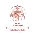 Legal restrictions red concept icon