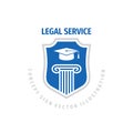 Legal service logo template design. Law firm concept badge. Justice creative sign. Vector illustration.