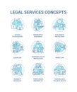 Legal services concept icons set