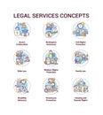 Legal services concept icons set