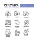 Legal services - line design style icons set