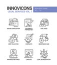 Legal services - line design style icons set