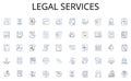 Legal services line icons collection. Retail, Outlet, Supermarket, Departmental, Convenience, Boutique, Hypermarket