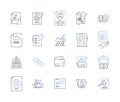 Legal services outline icons collection. Lawyer, Attorney, Barrister, Litigation, Court, Solicitors, Representation