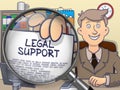 Legal Support through Magnifier. Doodle Concept.