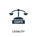 Legality vector icon symbol. Creative sign from gdpr icons collection. Filled flat Legality icon for computer and mobile Royalty Free Stock Photo