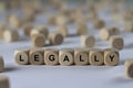 Legally - cube with letters, sign with wooden cubes Royalty Free Stock Photo