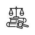 Black line icon for Legally, law and justice