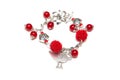 Legant bracelet from silve, red agate and wire on white Royalty Free Stock Photo