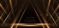 legant golden triangle glowing with lighting effect sparkle on black background. Template premium award design