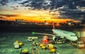 Aircraft at the airport of the city of Legazpi early in the morning. Philippines