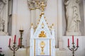 Architectural detail of the interior of the Notre-Dame-de-Pitie chapel in Lege, France Royalty Free Stock Photo