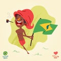Saci Perere, one-legged rowdy boy holding brazilian flag