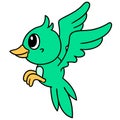 The legend of the green parakeet in the fairy tale world, doodle icon image