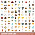 100 legend icons set, flat style Royalty Free Stock Photo