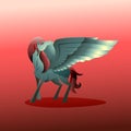 Legend Pegasus Winged Horse Spread Wings Look Back Fantasy Creature Cartoon