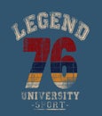 `legend 76` typography, sporting tee shirt graphics