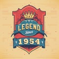 Legend Since 1954 Vintage T-shirt - Born in 1954 Vintage Birthday Poster Design