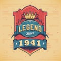 Legend Since 1941 Vintage T-shirt - Born in 1941 Vintage Birthday Poster Design