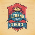 Legend Since 1951 Vintage T-shirt - Born in 1951 Vintage Birthday Poster Design