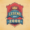 Legend Since 2000 Vintage T-shirt - Born in 2000 Vintage Birthday Poster Design