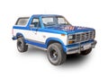 Legendary american compact crossover SUV Ford Bronco 302. White background