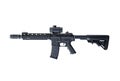 Legendary American M4 rifle with optical collimator sight isolate on white background