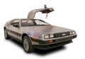 Legendary American sports car DeLorean DMC-12. White background