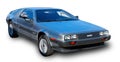 Legendary American sports car DeLorean DMC-12. White background