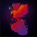 Phoenix bird, legendary bird that is cyclically reborn