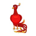 Legendary bird named Phoenix on white isolated background  vector red burning Phoenix in Cartoon style  isolated cute fire bird Royalty Free Stock Photo