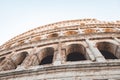 The legendary Coliseum of Rome, Italy. Pula Arena, ancient Roman amphithetre old stone walls of aged building. Classic Royalty Free Stock Photo