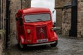 Legendary French Citroen Type H van in interesting red colour at the area of Edinburgh Castle