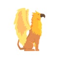 Legendary griffin monster, mythical and fantastic animal vector Illustration