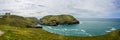 Legendary King Arthur castle ruins and dramatic coastline at Tintagel, Cornwall, UK