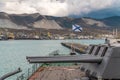 The legendary light artillery cruiser Mikhail Kutuzov, now a Museum at the pier in Novorossiysk.