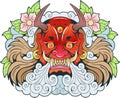 Legendary mythological ancient japanese demon Oni, design, illustration