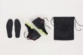 Legendary Nike Air Yeezy 2 sport shoes isolated flat lay on white background. Krasnoyarsk, Russia - December 12, 2017