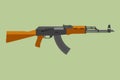 Legendary soviet assault rifle vector illustration. AK-47 line art. War machine gun