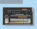 Legendary synthesizers in vector. Groove box, drum machine and synthesizer.